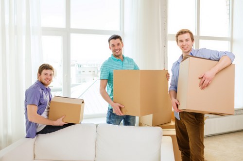 Commercial moving team handling office furniture locally