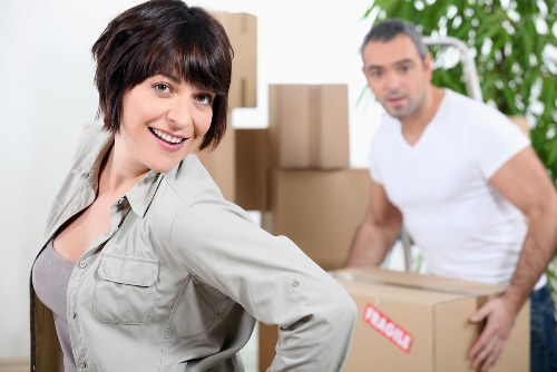 Removal van and loading process in a North London street