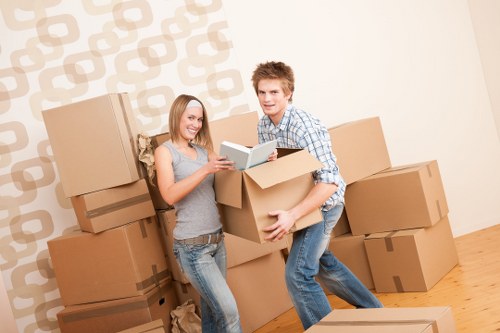 Boxes and furniture being loaded for a local house move